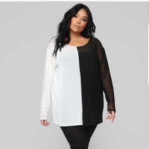 Ying and yang color block top